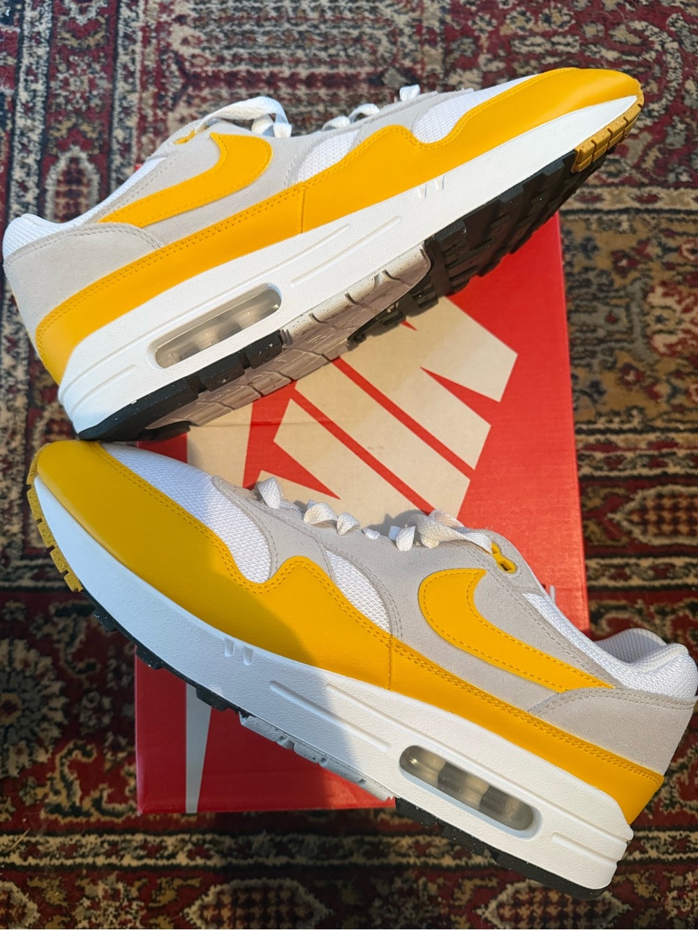 Nike Air Max 1 Essential University Gold and White Men's Air Max Style Sneakers